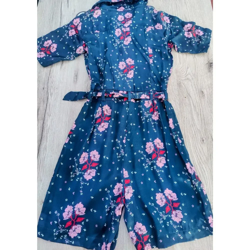 New WT Funky‎ Flavours Floral Utility Romper Zip Front Ring Pull Playsuit XS - Picture 3 of 4